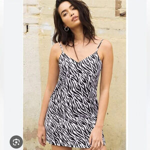 Garage zebra print mini slip dress size small